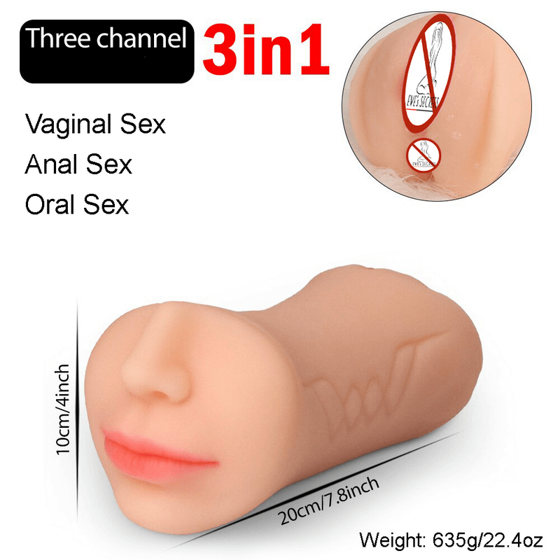 3 in 1 Male Masturbator / Realistic Mouth with Vagina and Anus Imitation / Men's Sex Toys - EVE's SECRETS