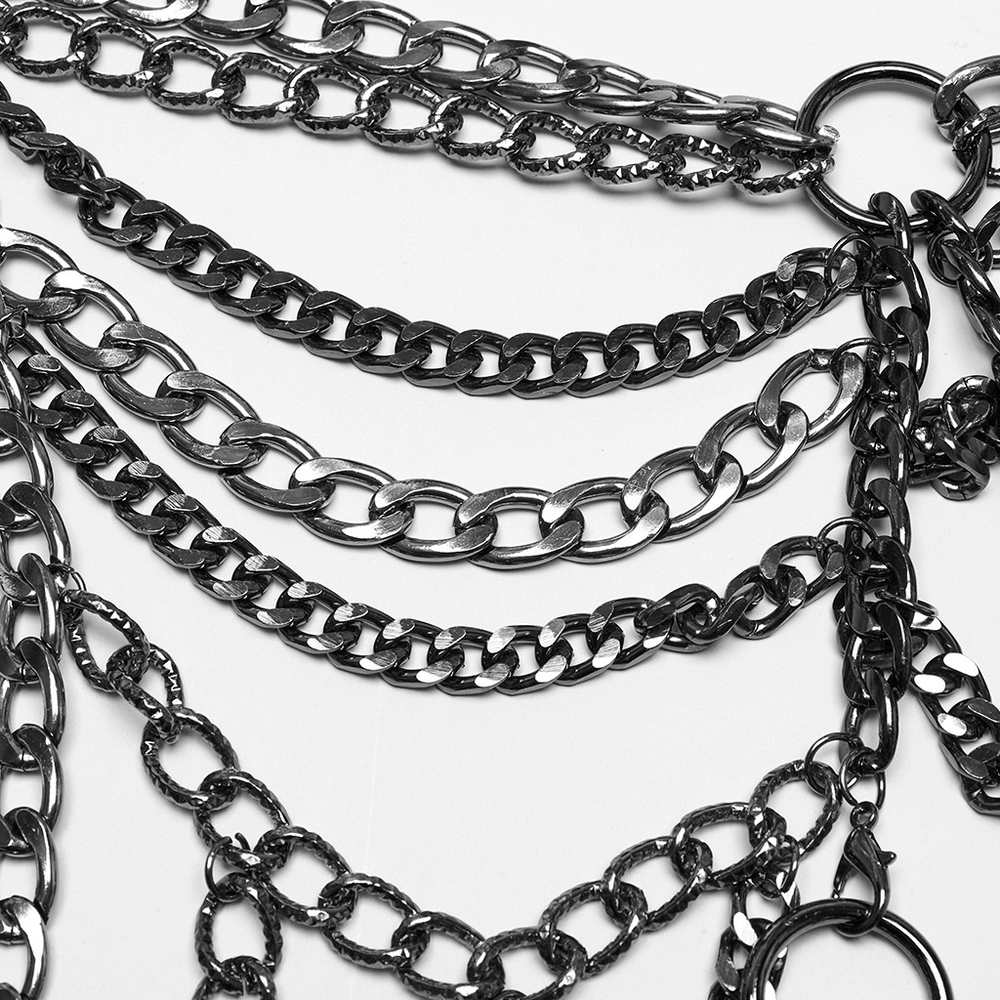Adjustable Punk Body Harness Dress with Metal Chain Detail