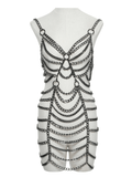 Adjustable Punk Body Harness Dress with Metal Chain Detail
