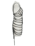 Adjustable Punk Body Harness Dress with Metal Chain Detail