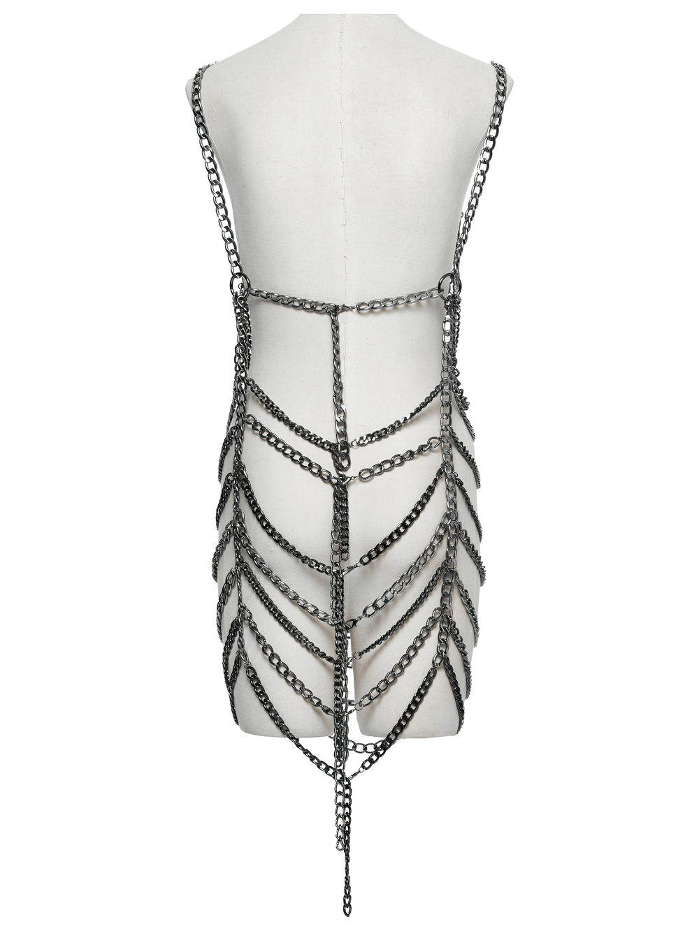 Adjustable Punk Body Harness Dress with Metal Chain Detail