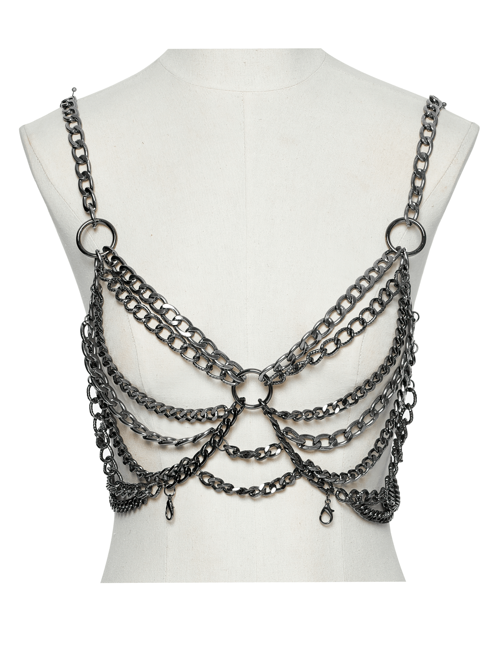 Adjustable Punk Body Harness Dress with Metal Chain Detail