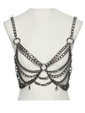 Adjustable Punk Body Harness Dress with Metal Chain Detail