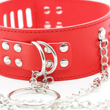 Adjustable Rivet Choker with Multi-Layered Chain and O-Ring / BDSM Collars in Different Colors - EVE's SECRETS