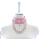 Adjustable Rivet Choker with Multi-Layered Chain and O-Ring / BDSM Collars in Different Colors - EVE's SECRETS