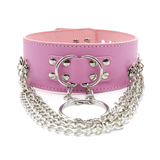 Adjustable Rivet Choker with Multi-Layered Chain and O-Ring / BDSM Collars in Different Colors - EVE's SECRETS