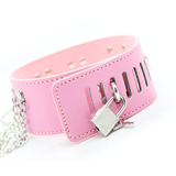 Adjustable Rivet Choker with Multi-Layered Chain and O-Ring / BDSM Collars in Different Colors - EVE's SECRETS