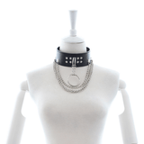 Adjustable Rivet Choker with Multi-Layered Chain and O-Ring / BDSM Collars in Different Colors - EVE's SECRETS
