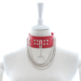 Adjustable Rivet Choker with Multi-Layered Chain and O-Ring / BDSM Collars in Different Colors - EVE's SECRETS