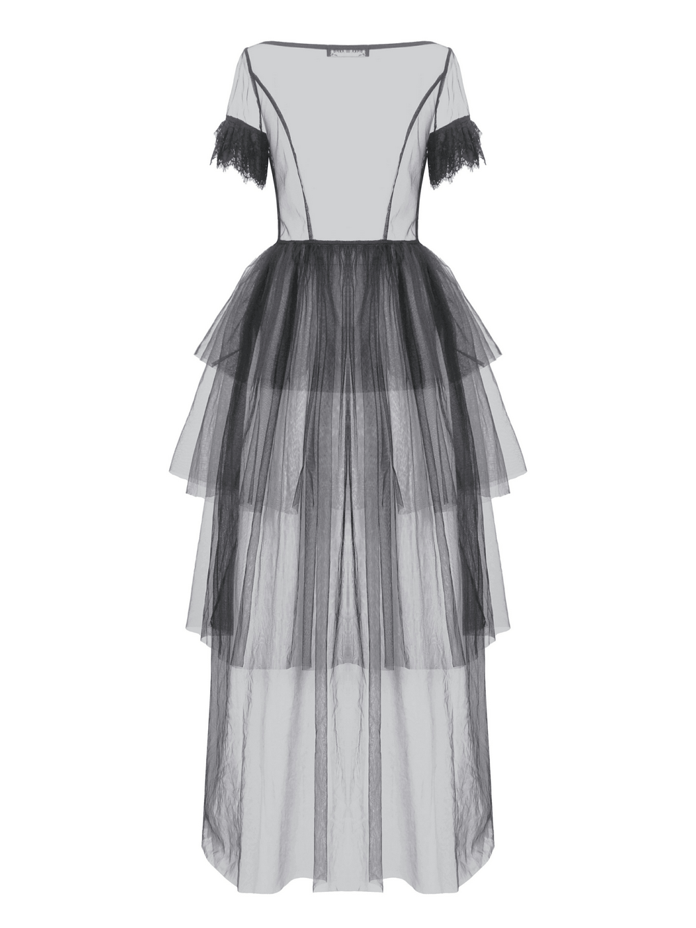 Alluring Tulle Dress with Layered Skirt and Lace Accents