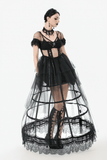 Alluring Tulle Dress with Layered Skirt and Lace Accents