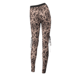 Apricot Mesh Leggings: Lace-Up / Gothic High-Waist Style