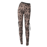 Apricot Mesh Leggings: Lace-Up / Gothic High-Waist Style