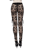 Apricot Mesh Leggings: Lace-Up / Gothic High-Waist Style