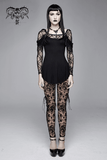 Apricot Mesh Leggings: Lace-Up / Gothic High-Waist Style