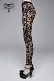 Apricot Mesh Leggings: Lace-Up / Gothic High-Waist Style