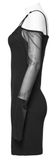 Asymmetric Gothic Black Dress with Mesh Sleeves