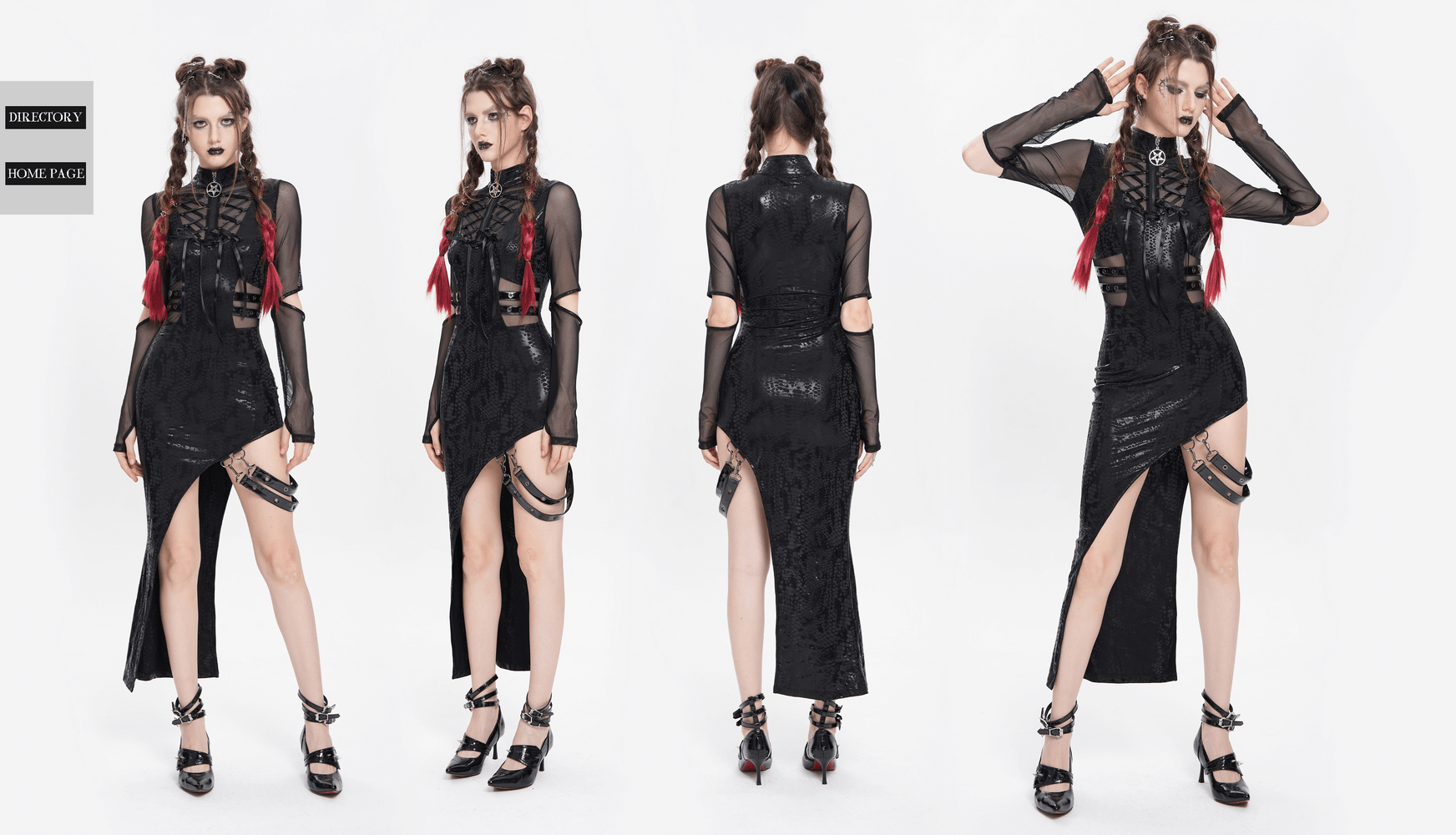 Asymmetrical Dress with Front Zipper and Buckle Details