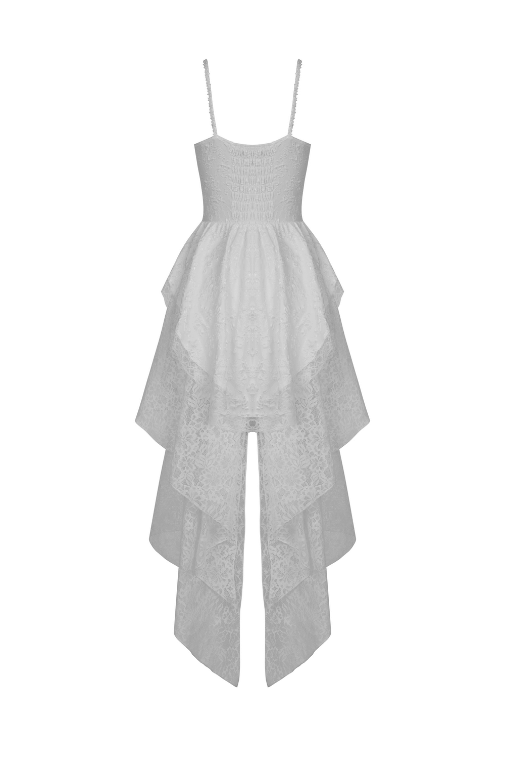 Asymmetrical Hem White Butterfly Dress with Gothic Flair