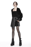 Asymmetrical Plaid Skirt with Pin Embellishments