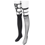 Asymmetrical Punk Socks with Studs and Garter for Women