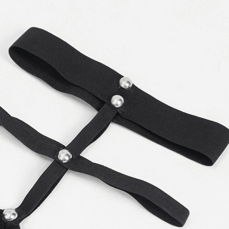 Asymmetrical Punk Socks with Studs and Garter for Women