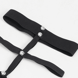 Asymmetrical Punk Socks with Studs and Garter for Women