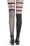 Asymmetrical Punk Socks with Studs and Garter for Women