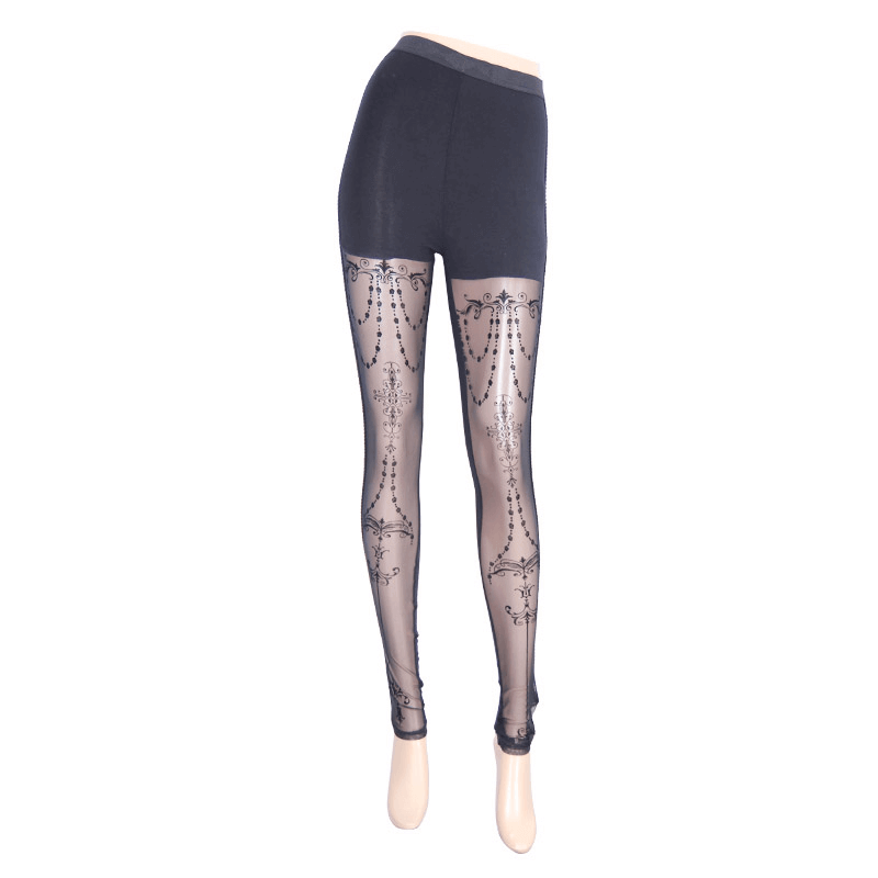 Baroque Pattern Leggings for Women: Gothic Elegance