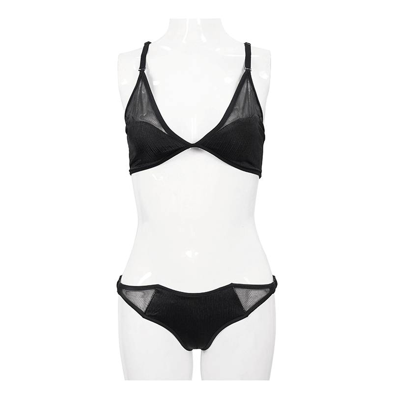 Bat Shaped Front Bikini Swimsuit: Sexy Crossed Back Straps