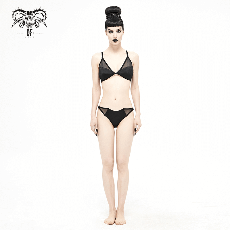 Bat Shaped Front Bikini Swimsuit: Sexy Crossed Back Straps