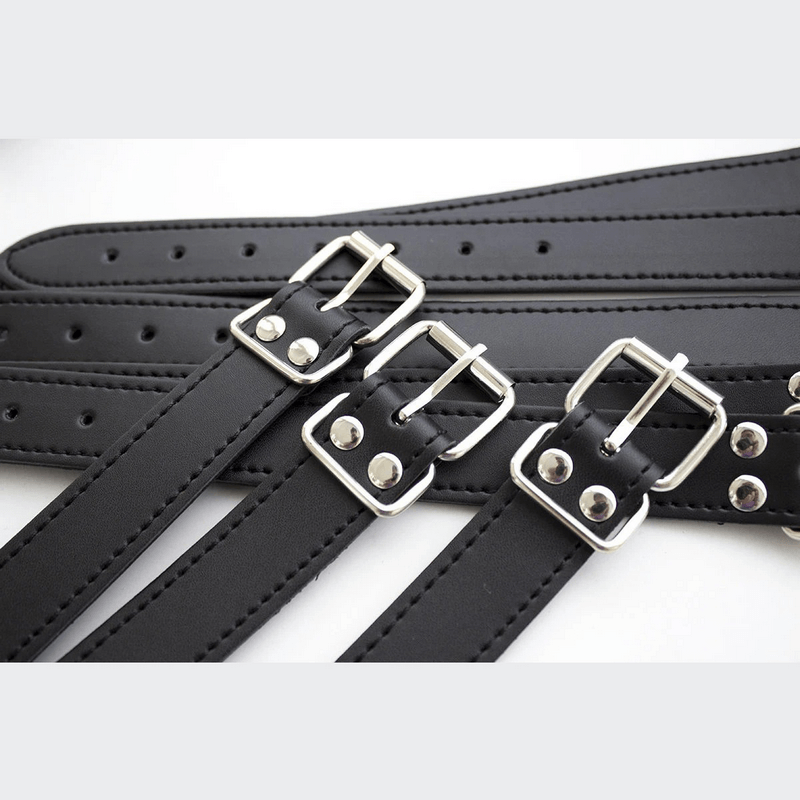 BDSM Adult Sex Toys For Role-Playing Games / PU Leather Unisex Handcuffs With Collar And Buckles - EVE's SECRETS