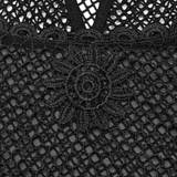 Black Camisole with Lace and Mesh Embroidered Sunflowers