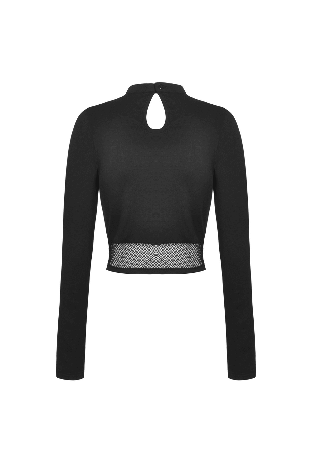 Black Gothic Crop Top with Mesh and Strap Accents