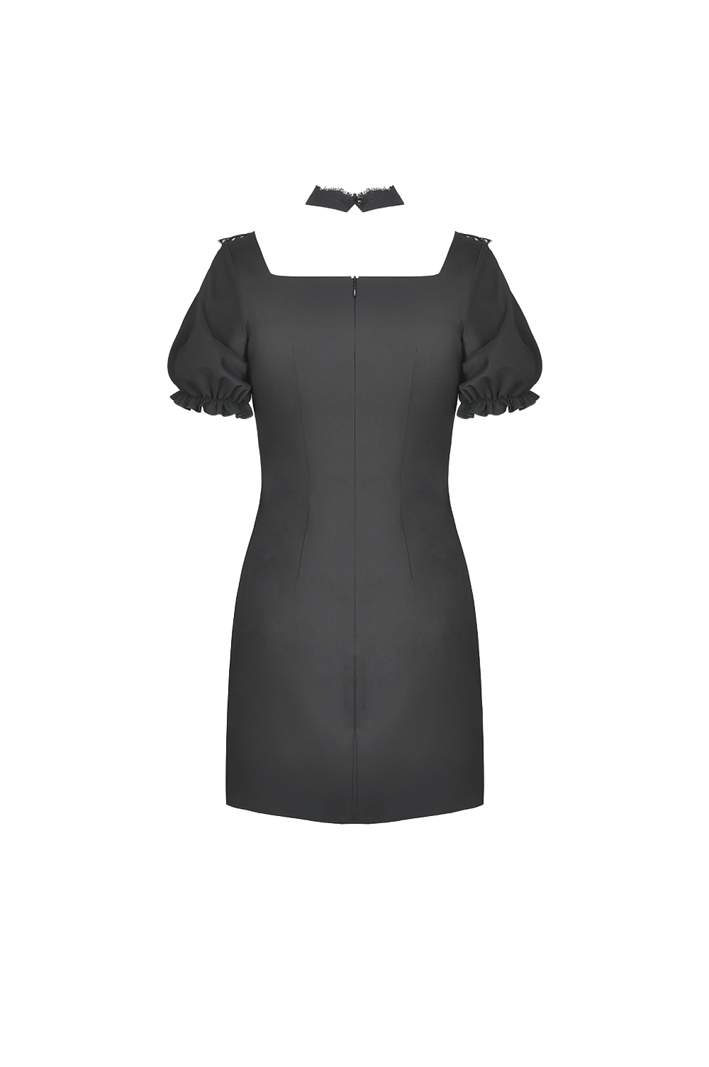 Black Gothic Dress featuring Lace and Ribbon Accents