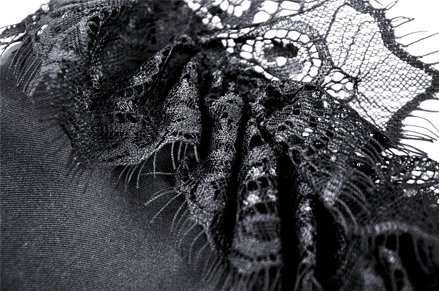 Black Gothic Dress featuring Lace and Ribbon Accents