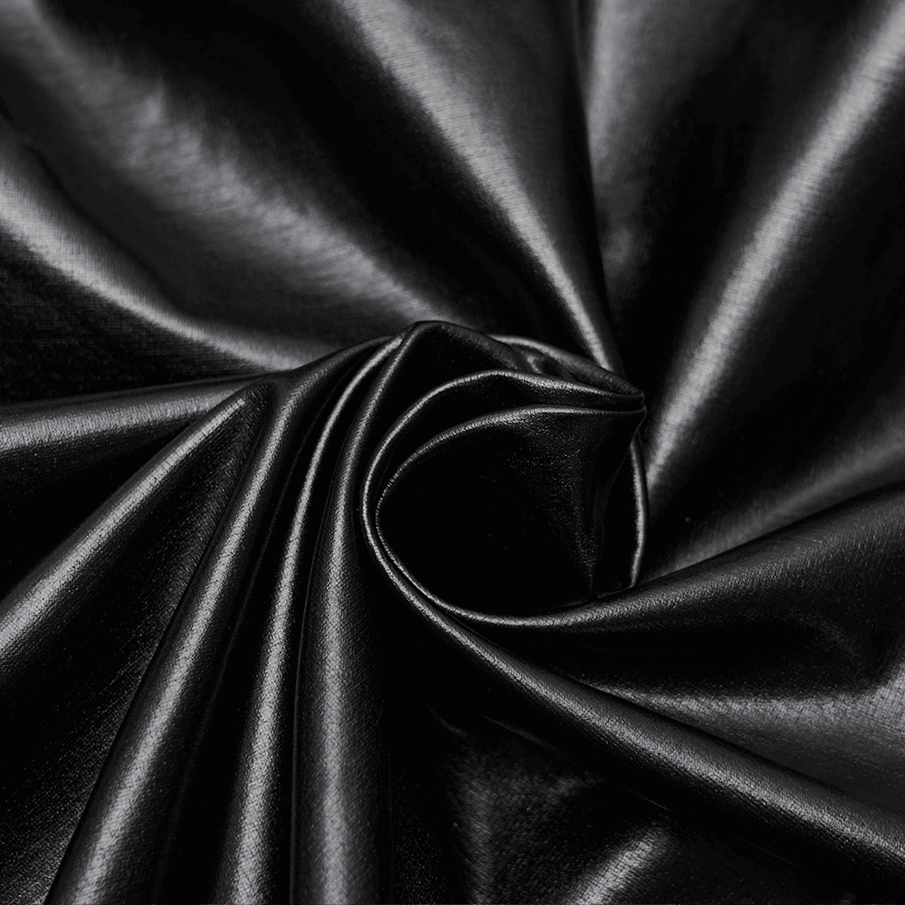 Black Gothic Faux Leather Lace-Up Long Sleeve Top