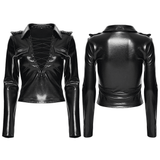 Black Gothic Faux Leather Lace-Up Long Sleeve Top