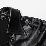 Black Gothic Faux Leather Lace-Up Long Sleeve Top