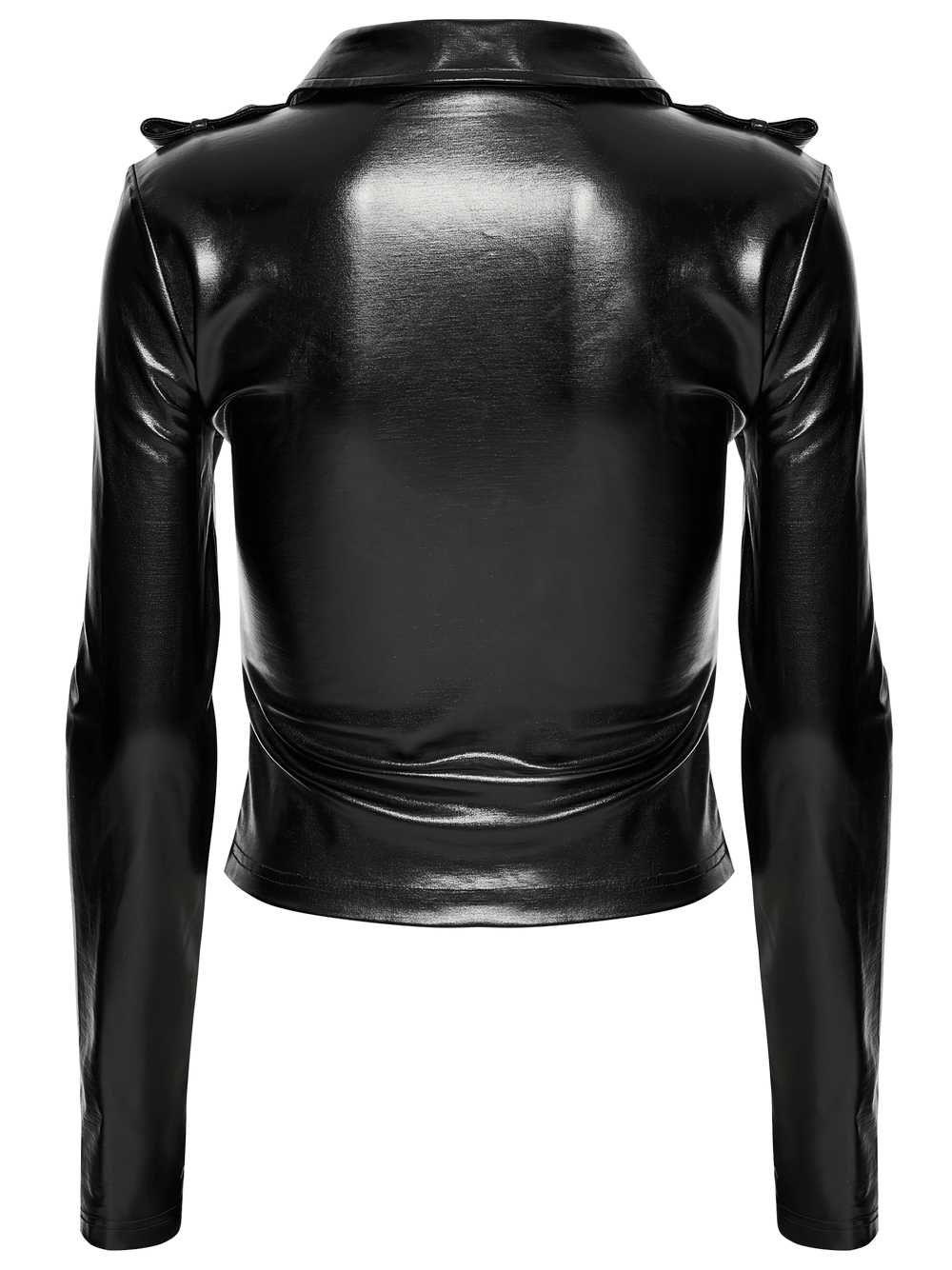 Black Gothic Faux Leather Lace-Up Long Sleeve Top