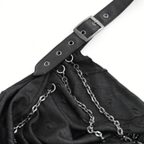 Black Gothic Halter Top with Chains and Adjustable Straps
