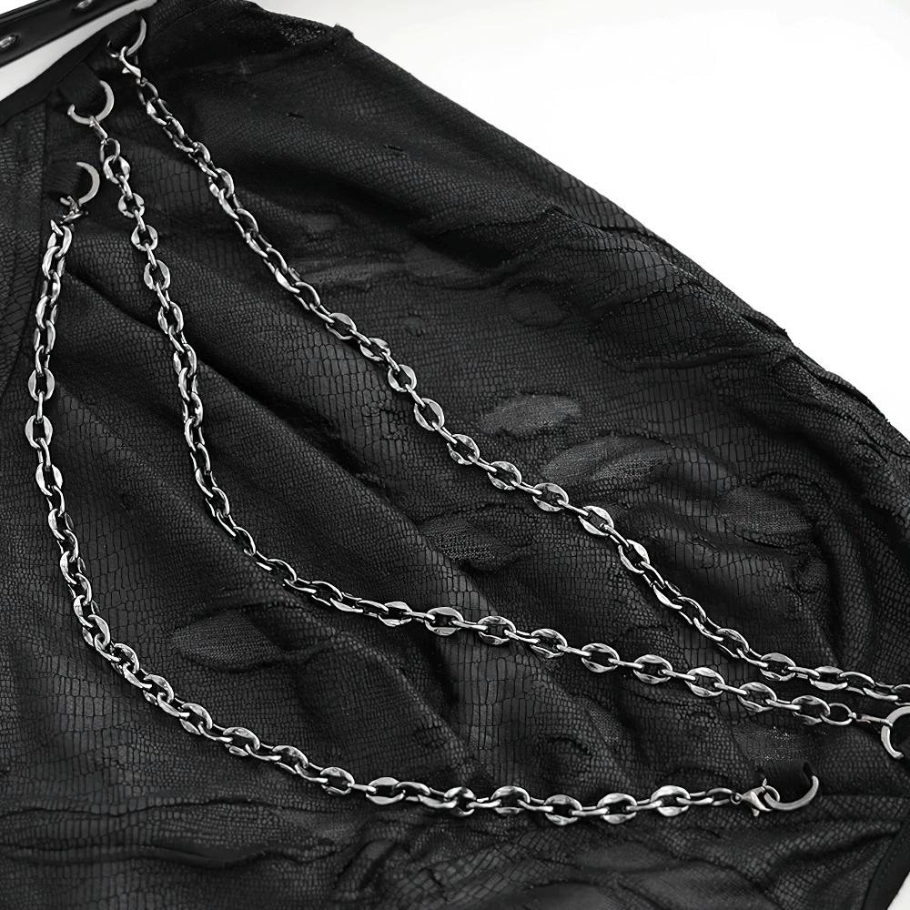Black Gothic Halter Top with Chains and Adjustable Straps