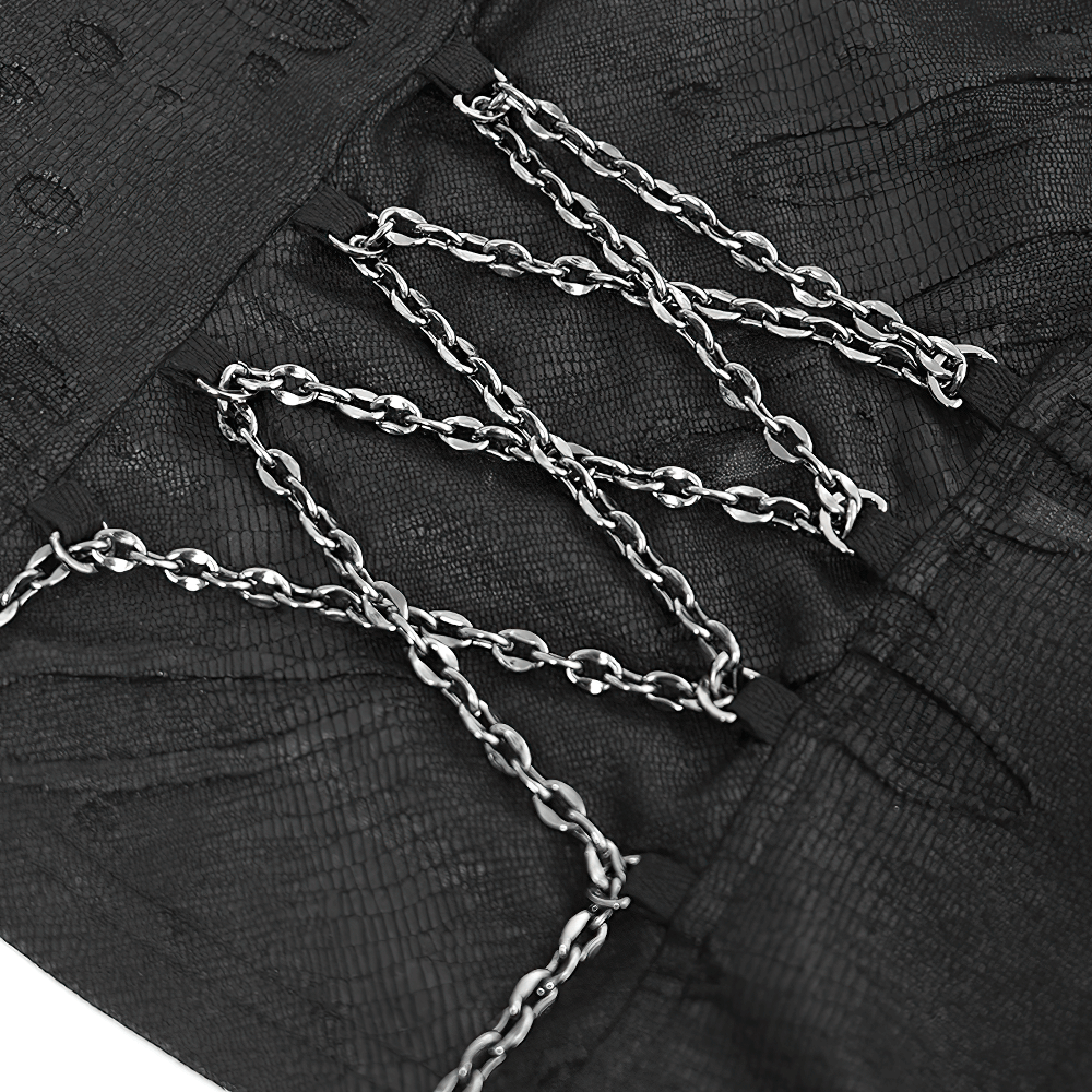 Black Gothic Halter Top with Chains and Adjustable Straps