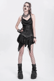 Black Gothic Halter Top with Chains and Adjustable Straps