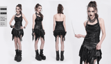 Black Gothic Halter Top with Chains and Adjustable Straps