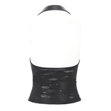 Black Gothic Halter Top with Chains and Adjustable Straps