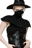 Black Gothic Hooded Cape with Mask and Structured Design
