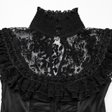 Black Gothic Lace Mesh Dress with Ruffled Sleeves