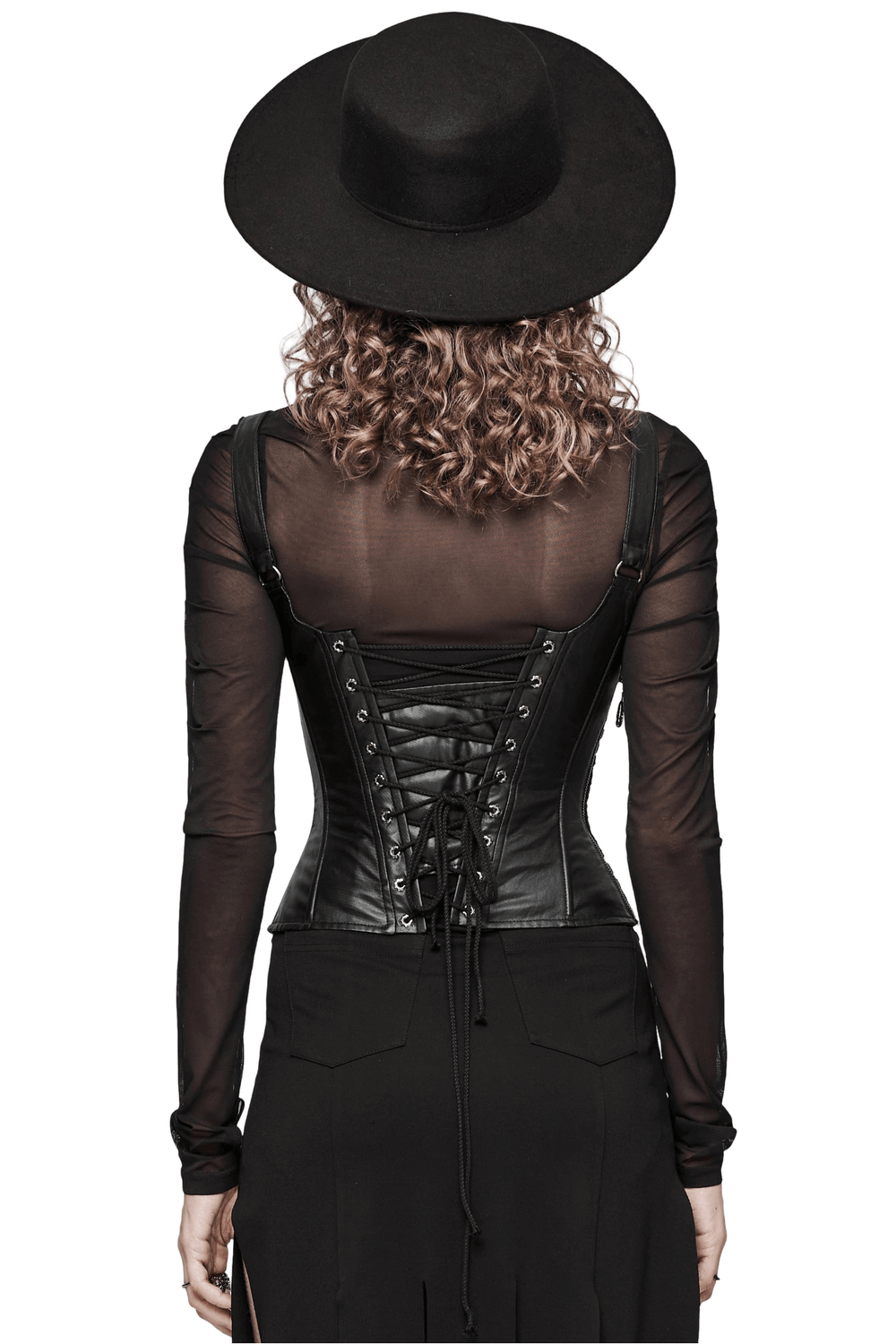 Black Gothic Lace-Up Corset with Adjustable Straps
