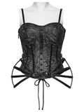 Black Gothic Lace-Up Corset with Rose Jacquard Fabric